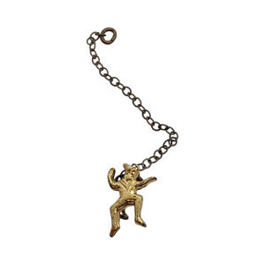 Vintage 10k Gold Plated Pixie Elf Fob Charm Chain Figurine Girl Scouts award